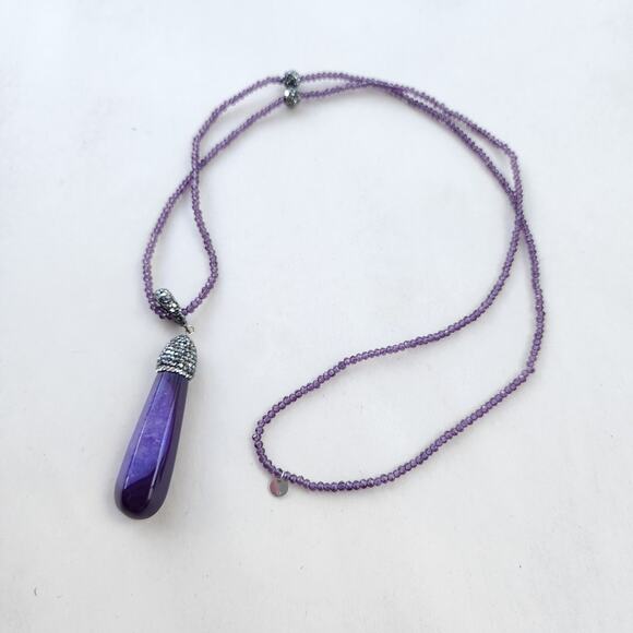 Crown Nine CN Long Necklace 36" Amethyst, Purple Crystal New - Picture 4 of 9
